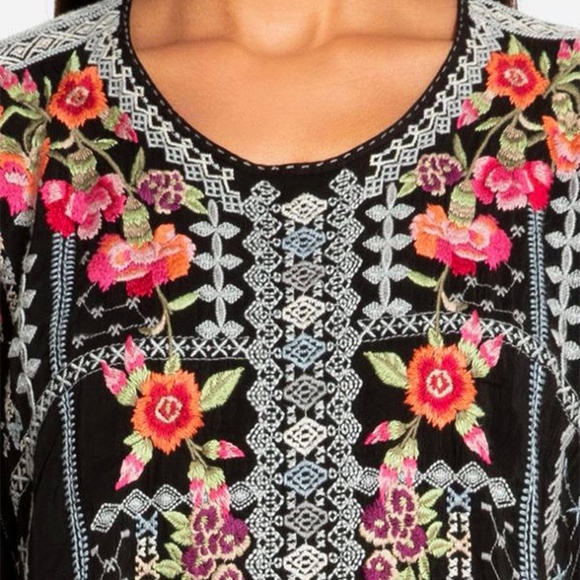 Johnny Was Carnation Embroidered Georgette Blouse - Picture 3 of 16
